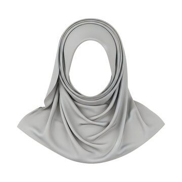 Simple grey hijab headscarf for women isolated on a clean white background design