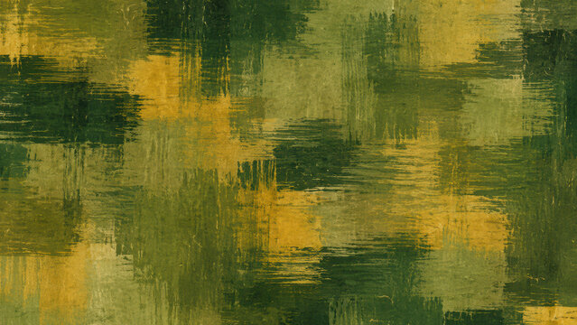 Abstract green and gold painted brushstroke texture background