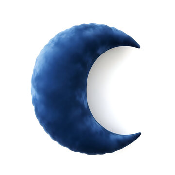 Dark blue crescent moon icon isolated on a simple white background for web design