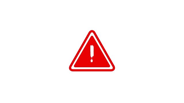 Warning sign icon with exclamation mark, Red glowing triangular safety alert, hazard caution danger symbol, emergency protection notification risk awareness industrial security warning concept .