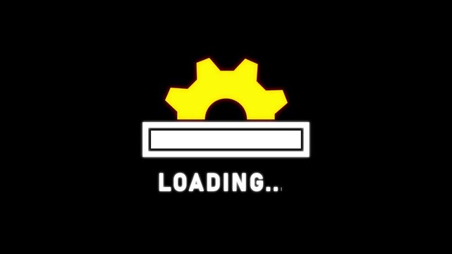 Gear loading progress bar icon, software installation update process, system setup technology maintenance status indicator, waiting , web application interface, progress tracking and digital workflow.