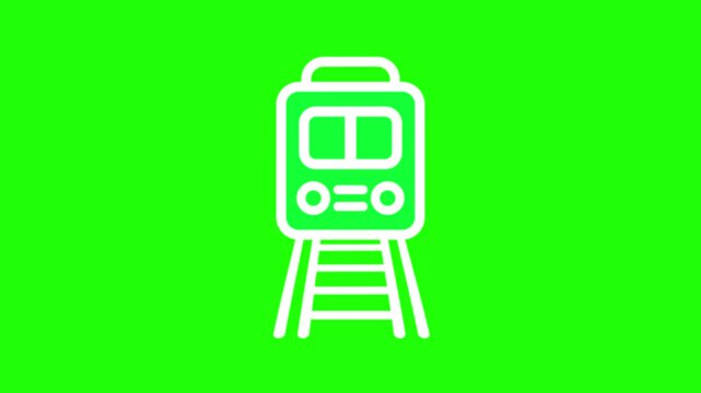 Train icon with front view symbol, railway transportation travel metro locomotive public transit commuter rail vehicle transport system journey station passenger travel concept.