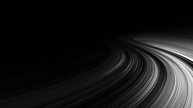 Growth concept with abstract flowing black and white light trails for business branding background