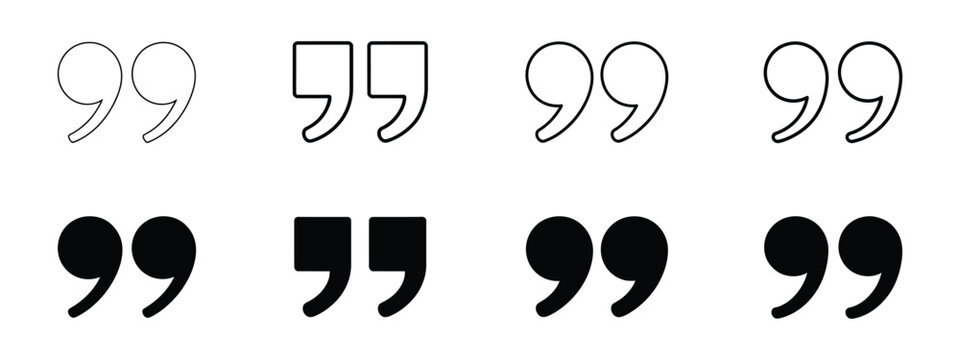 Quotation marks icons, inverted comma symbols representing dialogue, speech, communication, typography, written text, citations, quotes, and editorial design.