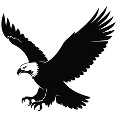 Fototapeta premium Detailed eagle landing vector silhouette illustration for sports mascot and emblem design.