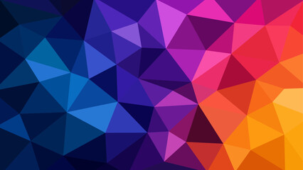 Fototapeta premium Dark Colorful Low Poly Geometric Background with Blue, Purple, Magenta, Pink and Orange Polygon Shapes