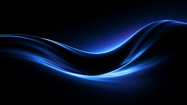 Abstract Blue Glowing Wave on Black Background