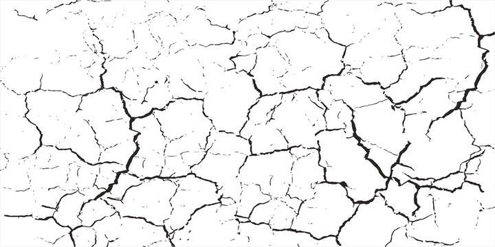 Grunge crack textured pattern  broken concrete wall background. Broken ice structure  road after earthquake  dry mud pattern  rough cracked stone  distress vector effect