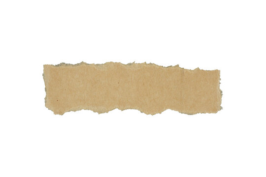 piece of blank brown paper rectangle texture background torn and ripped on transparent background. document frame design