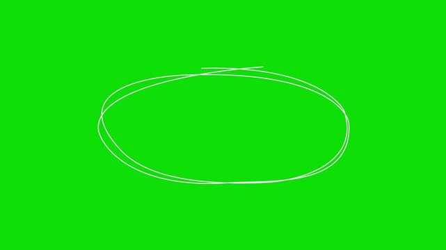 Hand-drawn animated circle overlay on green screen, white scribble ellipse for highlight and emphasis Motion graphics of highlight marking concept, Hand drawn circle underline sketch. 