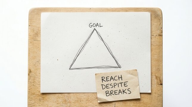 Triangle diagram with word goal and note reach despite breaks
