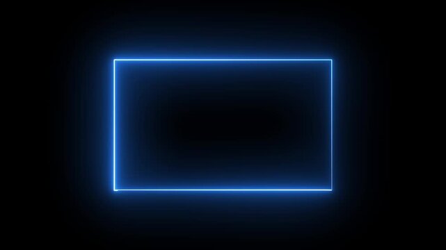 Animated Blue Neon Rectangles Appearing On Black Background With Copy Space For Text