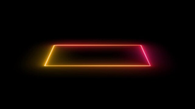 Neon Geometric Shape Transition with Glowing Edges in Dark Background