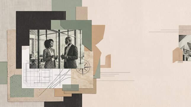 Business Strategy and Collaboration Mixed Media Collage