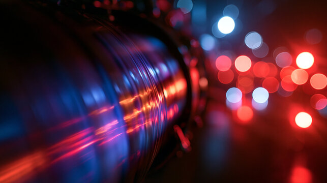 Emergency Police Flashing Lights Reflection at Night