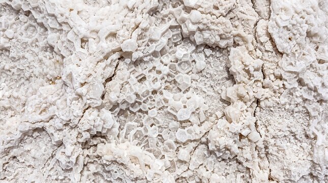 Natural White Salt Crystal Formations and Mineral Crust Texture