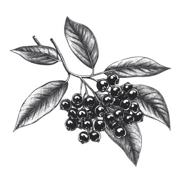 Elderberry, Pencil vector clipart Sketch, isolated on a white background.