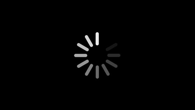 Loading wheel animation Animated spinning load icon. Loading circle icon animation on black background 4k video