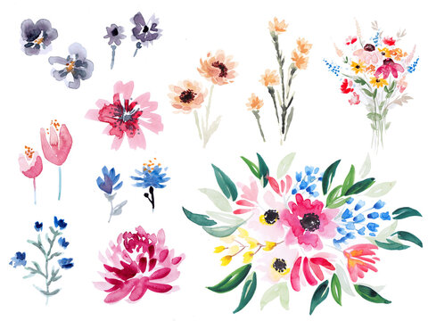 set of flowers