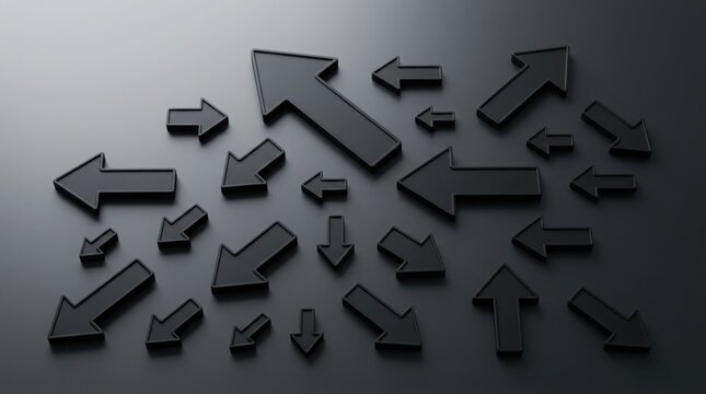 Many black arrows pointing in different directions