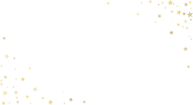 Gold Stars Vector Background &ndash; Sparkling Christmas Confetti Falling, Magic Shining Glitter Backdrop, Festive Sparkle Border Isolated on White