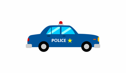 Cute Blue Police Car Cartoon Vector Illustration Isolated on White Background © Fiskipi