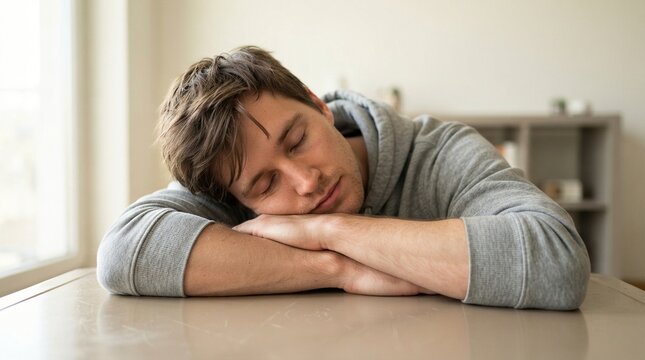 Man resting on table