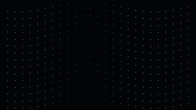 Grid consists of small luminous dots arranged in a structured wave pattern.