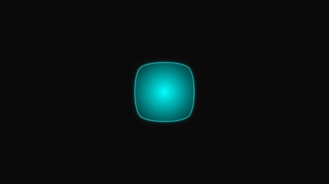 Square with rounded corners emits a soft cyan light on a dark surface.