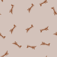 Fototapeta premium carnotaurus dinosaur animal glyph vector seamless pattern. carnotaurus dinosaur animal thin illustration