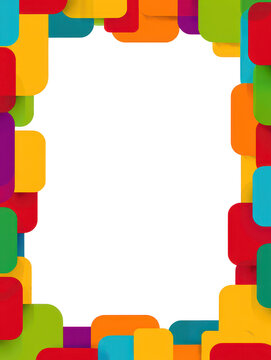 Stacked colorful rounded rectangles form a vertical frame isolated on a transparent background