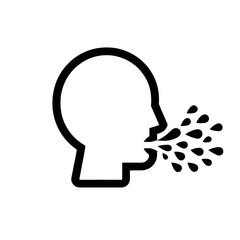 Fototapeta premium Outline of a human head exhaling mist droplets isolated on a transparent background