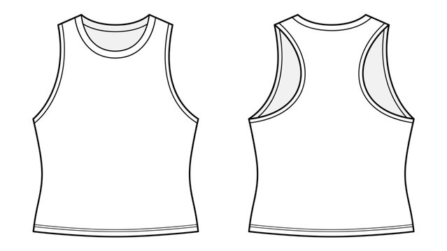 Vector sleeveless racerback tank top and scoop neck crop top mock up template