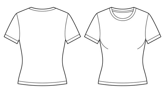 Vector technical basic short sleeve t-shirt front and back view. Mock up template