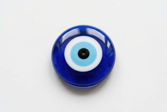 Traditional Blue Evil Eye Amulet Nazar Boncuk Isolated on White Background for Protection and Good Luck