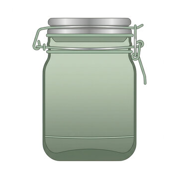 Ein leeres Einmachglas mit B&uuml;gelverschluss aus Glas und Metall, isoliert auf wei&szlig;em Hintergrund, ideal f&uuml;r die Aufbewahrung von Lebensmitteln oder als dekoratives Element.