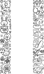 Naklejka premium Hand Drawn Pet Care Vet Left Right Border Background