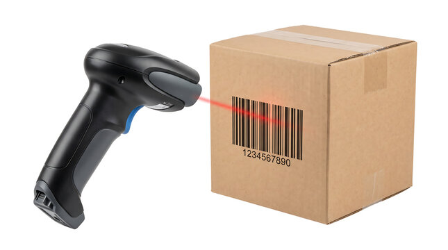 Logistics freight and supply chain tech scanner scanning parcel box