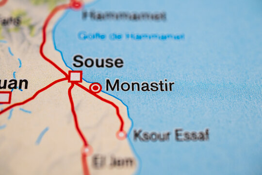 Macro map view of Monastir and Sousse region Tunisia.