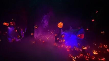 Naklejka premium Illuminated Jack-O'-Lantern Display at Jack-O'-Lantern Spectacular, Roger Williams Park Zoo