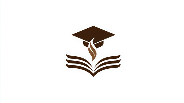 Graduation cap combined with an open book icon isolated on a simple white background graphic design