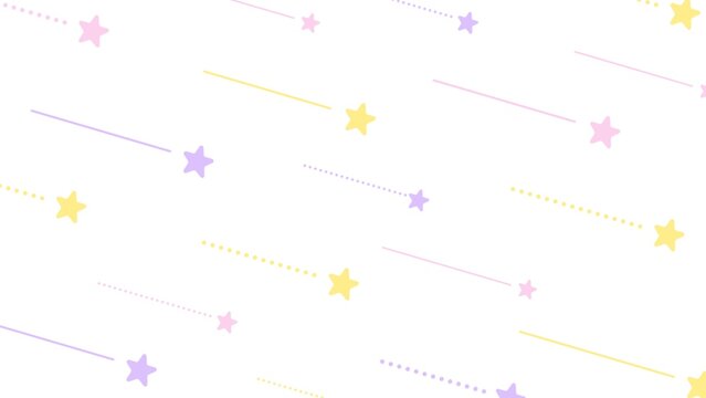 cute pop style background pattern featuring colorful shooting stars in pastel colors
