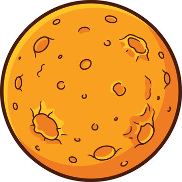 Halloween Full Moon with Crater Details Flat Vector Isolated