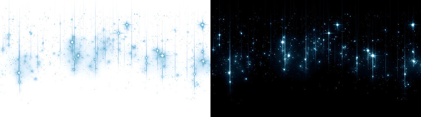Bright blue starlight rain descends across a dark backdrop forming a shimmering digital pattern ideal for cinematic PNG, Transparent and Black Background Versions © Crafter