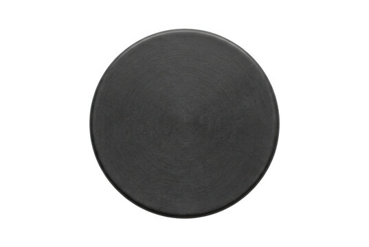 Un disco circular negro s&oacute;lido con una textura mate sobre un fondo blanco puro, ideal para elementos de dise&ntilde;o gr&aacute;fico, iconos, botones de interfaz de usuario o composiciones minimalistas.