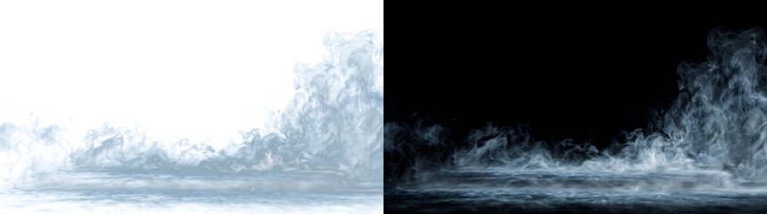 Dense smoke plume billows upward on one side while thin haze spreads across the ground for dramatic PNG, Transparent and Black Background Versions © Crafter