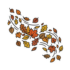 Obraz premium Colorful autumn foliage swirling in wind vector design