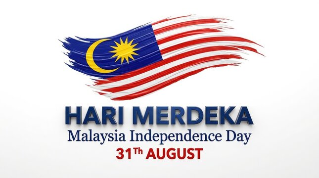 Hari Merdeka Malaysia Independence Day 31st August clean minimal banner with stylized flag wave
