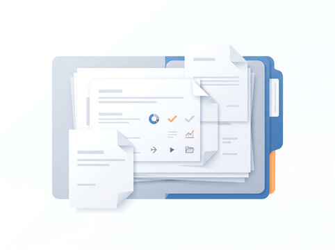 Organized Documents and Folder Vector Illustration