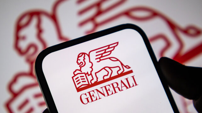 Generali insurance logo featuring winged lion displayed on mobile device screen.